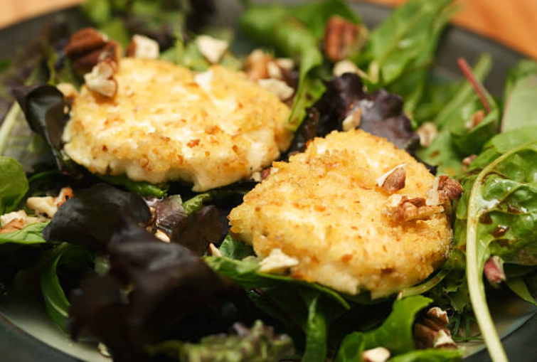 Irresistible Baked Goat Cheese Salad with Warm Herb Crust