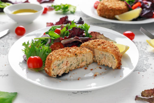 Crispy Golden Salmon Cakes with Zesty Herb Sauce