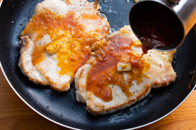 Savory Pork Chops with Bourbon-Cherry Glaze