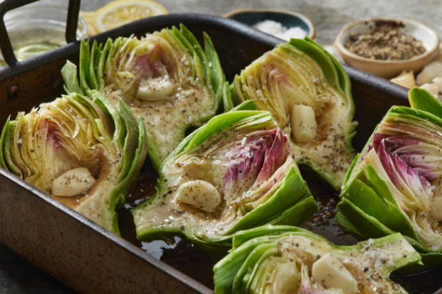 Roasted Artichokes with Lemon Vinaigrette