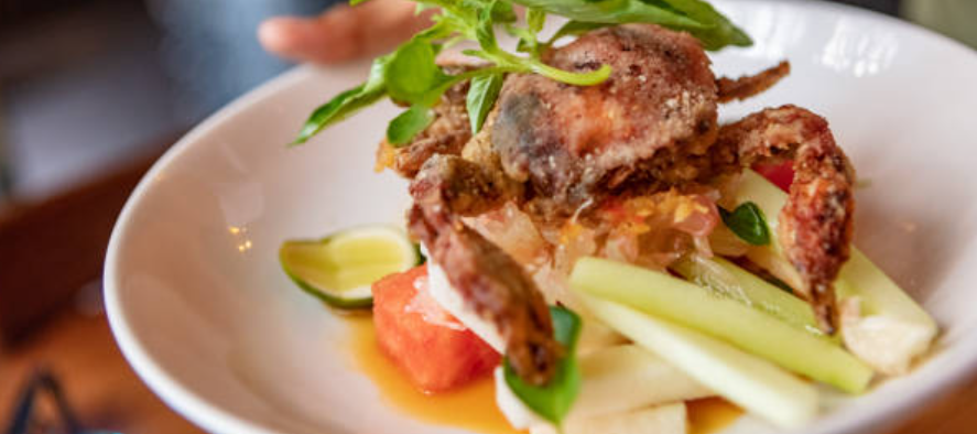 Crispy Soft Shell Crabs with Silky Chive Cream Sauce