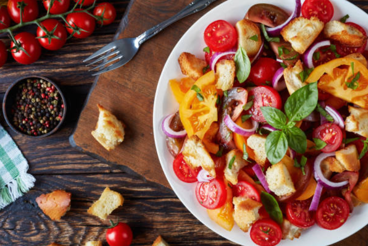 Panzanella: Tuscan Bread & Tomato Salad with Olive Oil & Basil