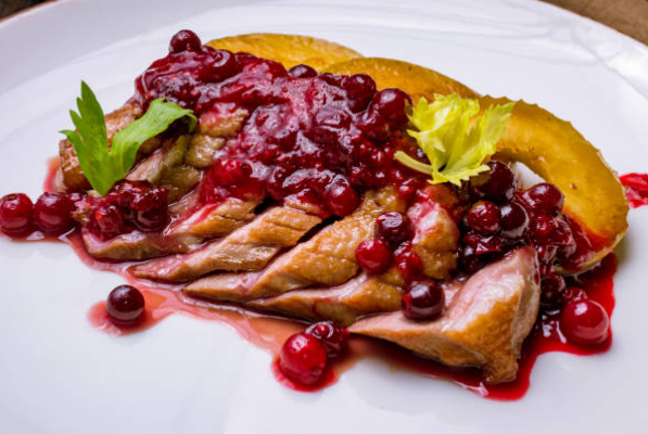 Elegant Sliced Duck Breast with Sweet Cherry Sauce