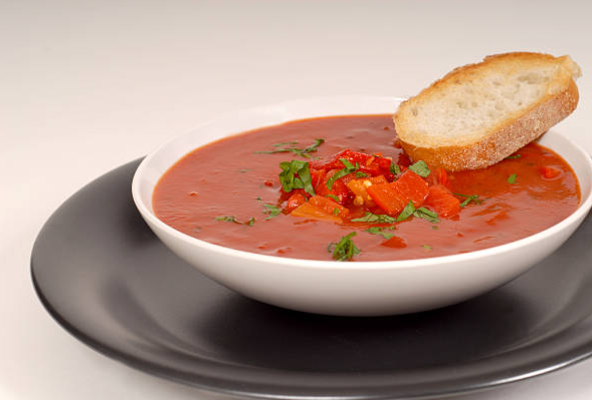 Roasted Cherry Tomato Soup with a Velvety Finish