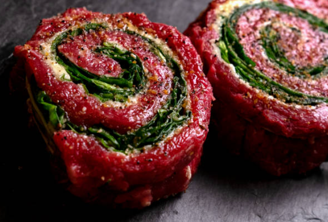 Savory Stuffed Flank Steak Roll with Herbs, Spinach & Provolone