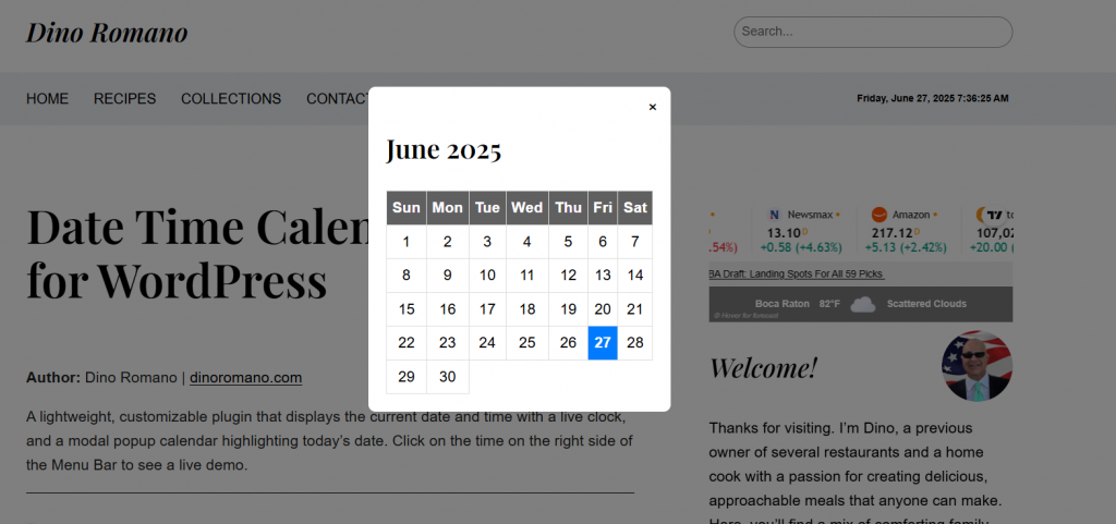 Pop-Up Calendar